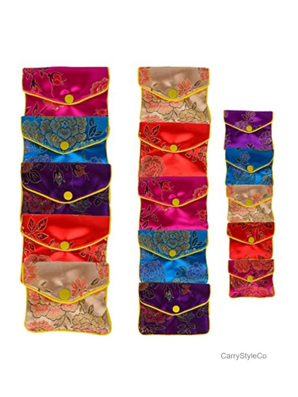15 Pc Brocade Jewelry Pouch Zipper Gift Bags Chinese Style Small Purse Set